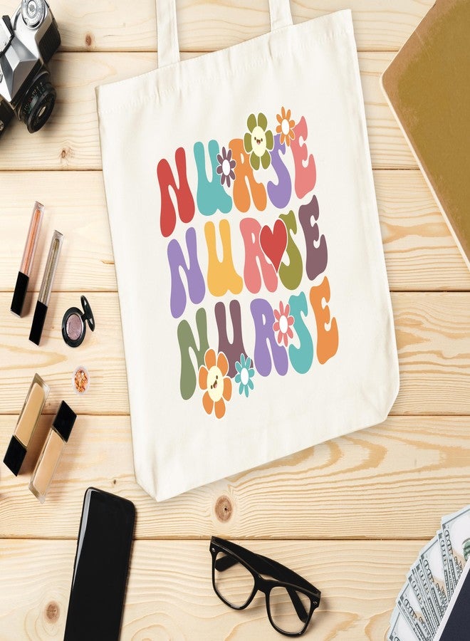 Levitatinyear Floral Nurse Canvas Tote Bag, Nurse Life Tote, Nurse Appreciation Gift Bag, Nurse Week Gifts for Women, Graduation Gifts for Nurse, Retro Shoulder Bag Gifts for Nurses -34 - Image 5
